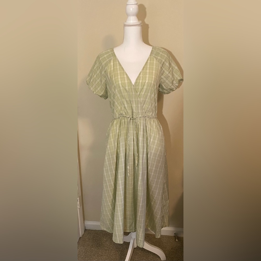 MADEWELL green plaid maxi dress